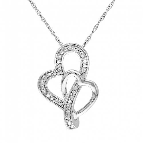 ダイヤモンド 白色 ホワイト ゴールド ネックレス 【 STELLA GRACE DIAMOND ACCENT 10K WHITE GOLD DOUBLE HEART PENDANT NECKLACE / 】 ジュエリー アクセサリー レディースジュエリー ペンダント