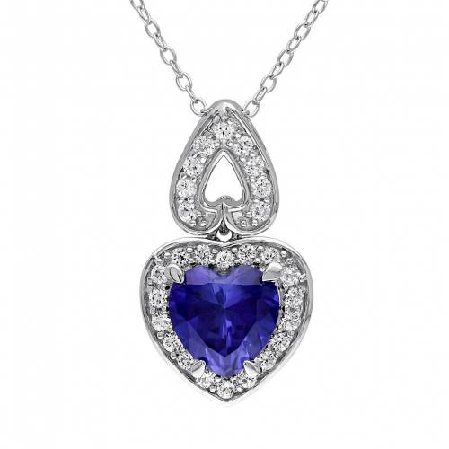 青色 ブルー 白色 ホワイト 銀色 シルバー ネックレス & 【 STELLA GRACE LAB-CREATED BLUE WHITE SAPPHIRE STERLING SILVER HEART PENDANT NECKLACE / 】 ジュエリー アクセサリー レディースジュエリー ペンダント|スニケス