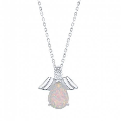 銀色 シルバー 白色 ホワイト ネックレス 【 UNBRANDED STERLING SILVER WHITE OPAL WITH CUBIC ZIRCONIA ANGEL PENDANT NECKLACE / 】 ジュエリー アクセサリー レディースジュエリー ペンダント