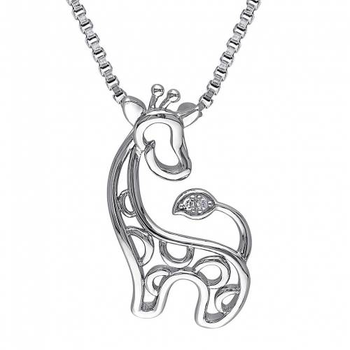 銀色 シルバー ダイヤモンド ネックレス 【 STELLA GRACE STERLING SILVER DIAMOND ACCENT GIRAFFE PENDANT NECKLACE / 】 ジュエリー アクセサリー レディースジュエリー ペンダント｜スニケス