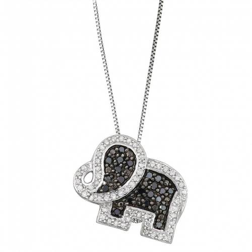 銀色 シルバー 黒色 ブラック 白色 ホワイト ダイヤモンド エレファント ネックレス T.W. & 【 UNBRANDED STERLING SILVER 1/2 CARAT BLACK WHITE DIAMOND ELEPHANT PENDANT NECKLACE / 】 ジュエリー アクセサリー レデ