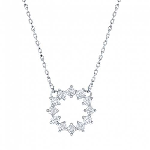 銀色 シルバー ネックレス 【 UNBRANDED STERLING SILVER CUBIC ZIRCONIA CIRCLE PENDANT NECKLACE / 】 ジュエリー アクセサリー レディースジュエリー ペンダント 26,270円