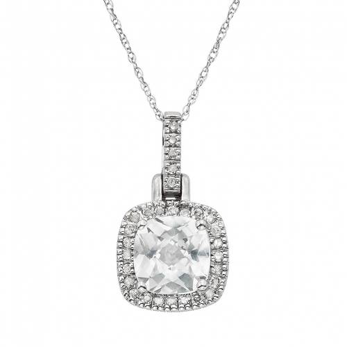 白色 ホワイト ダイヤモンド ゴールド ネックレス & T.W. 【 UNBRANDED LAB-CREATED WHITE SAPPHIRE 1/8 CARAT DIAMOND 10K GOLD HALO PENDANT NECKLACE / 】 ジュエリー アクセサリー レディースジュエリー ペンダント｜スニケス