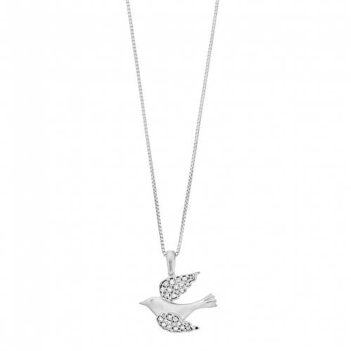 銀色 シルバー ダイヤモンド ネックレス T.W. 【 GEMMINDED STERLING SILVER 1/6 CARAT DIAMOND BIRD PENDANT NECKLACE / 】 ジュエリー アクセサリー レディースジュエリー ペンダント｜スニケス