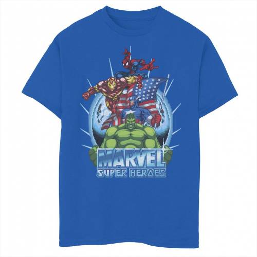 ファッションブランド Super カジュアル ファッション ゲーム Marvel Tシャツ アクション グラフィック Tシャツ ジュニア キッズ Game Marvel Avengers Super Heroes Action Collage Graphic Tee Royal スニケス