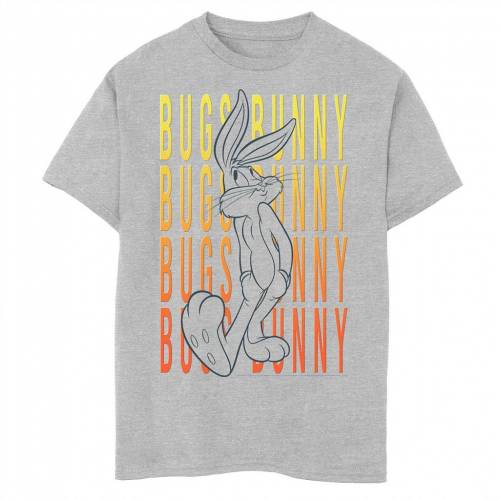 ファッションブランド カジュアル ファッション キャラクター グラフィック キャラクター Tシャツ ヘザー Text ジュニア キッズ Looney Heather Licensed Character Looney Tunes Bugs Bunny Text Stack Portrait Graphic Tee Athletic スニケス