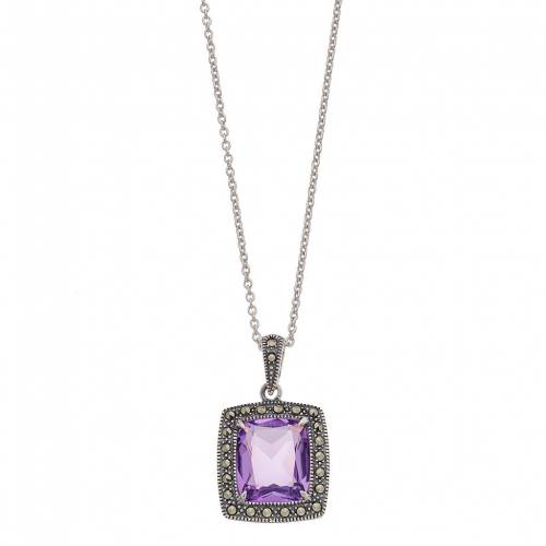 銀色 シルバー ネックレス & 【 LAVISH BY TJM STERLING SILVER LAB-CREATED AMETHYST MARCASITE CUSHION PENDANT NECKLACE / STERLING SILVER 】 ジュエリー アクセサリー レディースジュエリー ペンダント｜スニケス