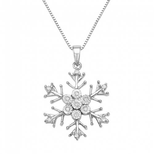 銀色 シルバー ダイヤモンド 白色 ホワイト T.W. 【 UNBRANDED STERLING SILVER 1/10 CARAT DIAMOND SNOWFLAKE PENDANT / WHITE 】 ジュエリー アクセサリー レディースジュエリー ネックレス ペンダント｜スニケス