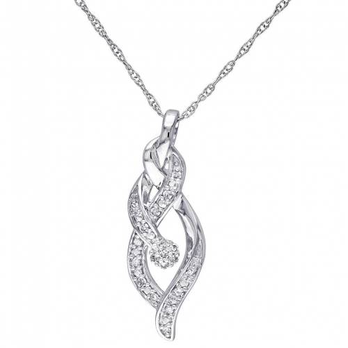 白色 ホワイト ゴールド ダイヤモンド T.W. 【 STELLA GRACE 10K WHITE GOLD 1/10 CARAT DIAMOND TWIST PENDANT / 10K WHITE GOLD 】 ジュエリー アクセサリー レディースジュエリー ネックレス ペンダント