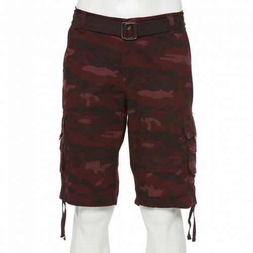 正規品 Rawx カーゴ ショーツ ハーフパンツ ワイン色 バーガンディー カモ柄 カーゴショーツ Rawx Regularfit Belted Burgundy Camo メンズファッション ズボン パンツ スニケス 国際ブランド Shintenchi Biz