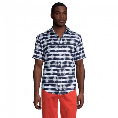 Lands End 紺色 海軍 縞 Lands 大きめ メンズ Stripe End Traditional Fit Linen Shirt Navy Palm Odeftg Com Lands End 紺色 海軍 縞 Lands 大きめ メンズ Stripe End Traditional Fit Linen Shirt Navy Palm Odeftg Com