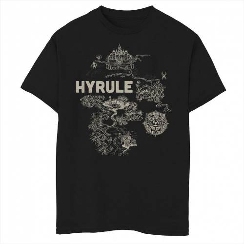 今年も話題の ファッション グラフィック ファッションブランド キャラクター Map 黒色 Tシャツ キッズファッション キッズ カジュアル Nintendo ブラック ジュニア Licensed Character Zelda Regional Map Graphic Tee Black 国産正規品