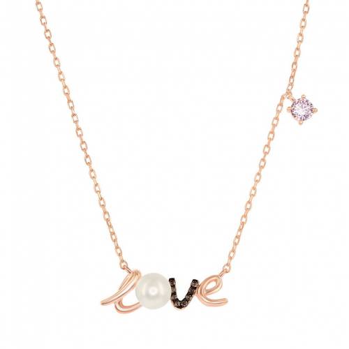 ローズ ゴールド 銀色 シルバー パール ネックレス LOVE" 【 UNBRANDED 14K ROSE GOLD OVER STERLING SILVER FRESHWATER CULTURED PEARL NECKLACE / 】 ジュエリー アクセサリー レディースジュエリー ペンダント