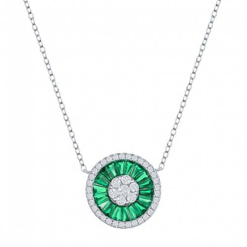 銀色 シルバー 白色 ホワイト 緑 グリーン ネックレス & 【 UNBRANDED STERLING SILVER WHITE GREEN CUBIC ZIRCONIA BAGUETTE CIRCLE NECKLACE / 】 ジュエリー アクセサリー レディースジュエリー ペンダント