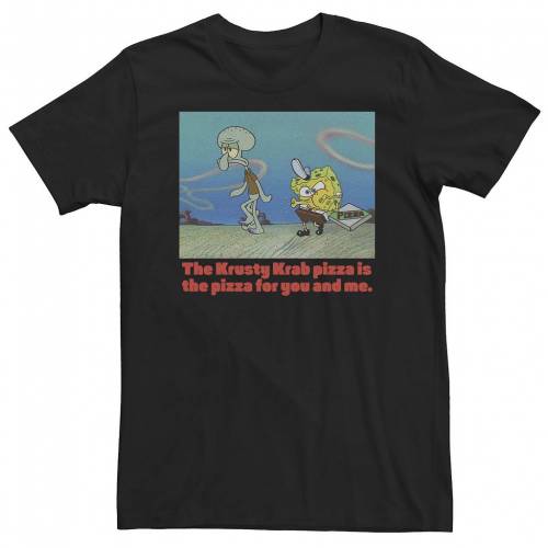 セール30 Off ニコロデオン スポンジボブ Tシャツ 黒色 ブラック 大きめ Nickelodeon Spongebob Squarepants And Squidward Pizza Tee Black 当店人気 送料無料