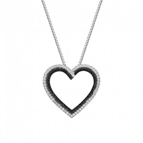 白色 ホワイト ゴールド 黒色 ブラック ダイヤモンド ネックレス T.W. & 【 GEMMINDED 10K WHITE GOLD 1/3 CARAT BLACK DIAMOND HEART NECKLACE / 10K WHITE GOLD 】 ジュエリー アクセサリー レディースジュエリー ペ
