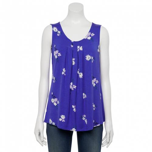 Croft Barrow ファッションブランド タンクトップ タンクトップ Barrow 紫 タンクトップ ファッション カジュアル タンクトップ Purple パープル Croft Barrow Print Pleated Tank Floral スニケス