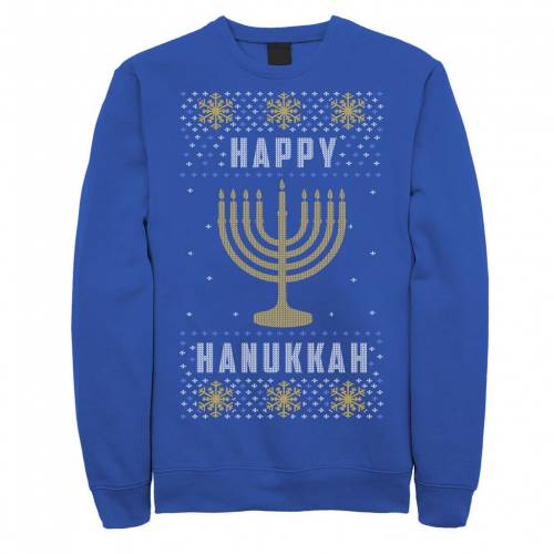 Licensed Character キャラクター ニット スウェットシャツ トレーナー メンズ Licensed Character Happy Hanukkah Menorah Knit Style Sweatshirt Royal Psicologosancora Es