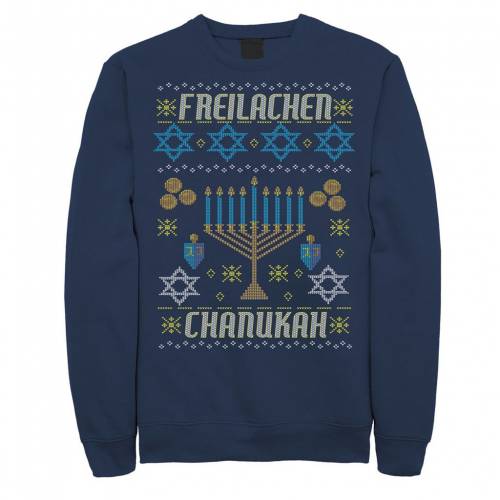 Licensed Character キャラクター ニット フリース 紺色 ネイビー メンズ Licensed Character Freilachen Chanukah Menorah Knit Style Fleece Navy Hallamhomecareservices Co Uk