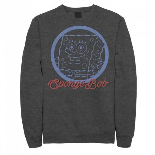 Nickelodeon スポンジボブ アート ロゴ フリース チャコール ヘザー メンズ Heather Nickelodeon Spongebob Squarepants Line Art Cursive Logo Portrait Fleece Charcoal Psicologosancora Es