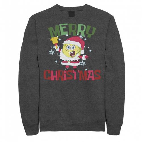 Nickelodeon スポンジボブ クリスマス グラフィック フリース チャコール ヘザー メンズ Heather Nickelodeon Spongebob Squarepants Santa Outfit Merry Christmas Graphic Fleece Pullover Charcoal Fmcholollan Org Mx