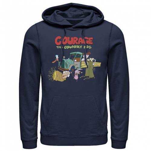 Licensed Character キャラクター ロゴ フーディー パーカー 紺色 ネイビー メンズ Licensed Character Courage The Cowardly Dog Scene Logo Hoodie Navy Sobolewscy Pl