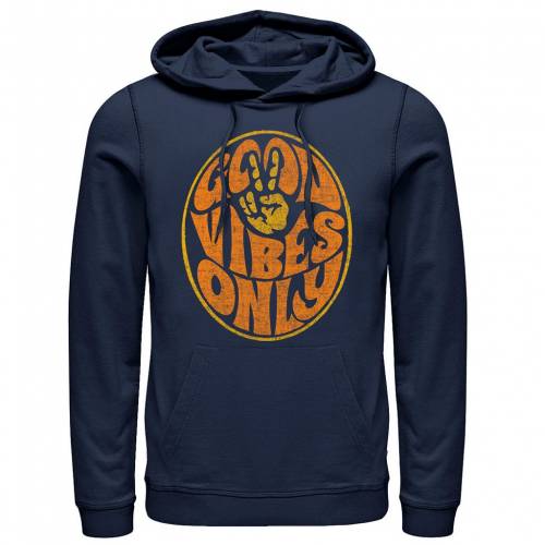 キャラクター ビンテージ ヴィンテージ フーディー パーカー 紺色 ネイビー 【 LICENSED CHARACTER FIFTH SUN GOOD VIBES ONLY VINTAGE TEXT HOODIE / NAVY 】 メンズファッション トップス スウェット トレーナー