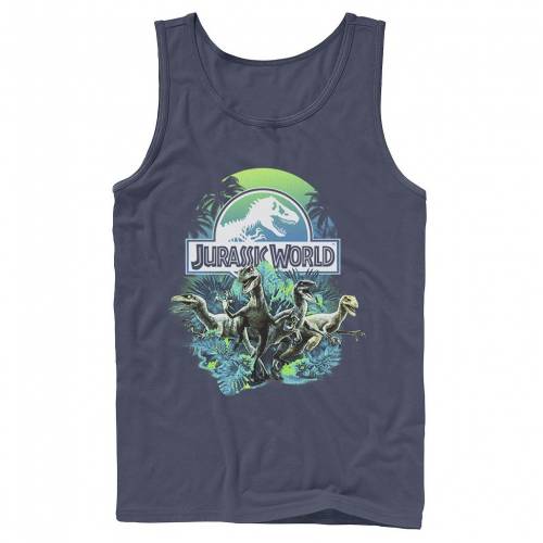 Jurassic World ロゴ タンクトップ 紺色 ネイビー メンズ Jurassic World Velociraptor Collage Logo Tank Navy Sittingseat Com