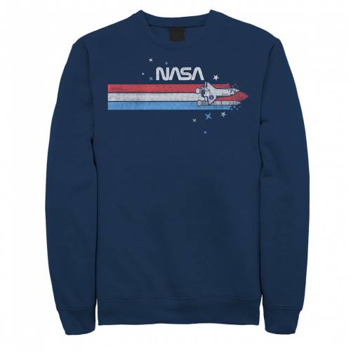 キャラクター スウェットシャツ トレーナー 紺色 ネイビー 【 LICENSED CHARACTER NASA ROCKET LAUNCH STRIPES SWEATSHIRT / NAVY 】 メンズファッション トップス｜スニケス