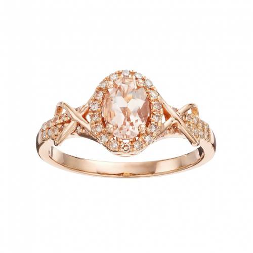 ローズ ゴールド ダイヤモンド ピンク MORGANITE?& T.W. 【 GEMMINDED 10K ROSE GOLD 1/4 CARAT DIAMOND HALO RING / PINK 】 ジュエリー アクセサリー レディースジュエリー 指輪 リング