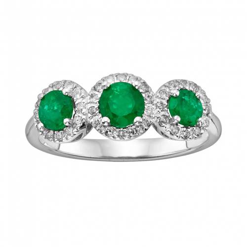 コレクション 白色 ホワイト ゴールド ダイヤモンド 緑 グリーン & 5CT. T.W. 【 THE REGAL COLLECTION 14K WHITE GOLD GENUINE EMERALD 1/5-CT. IGL CERTIFIED DIAMOND 3-STONE FRAME RING / GREEN 】 ジュエリー アクセサリー レ