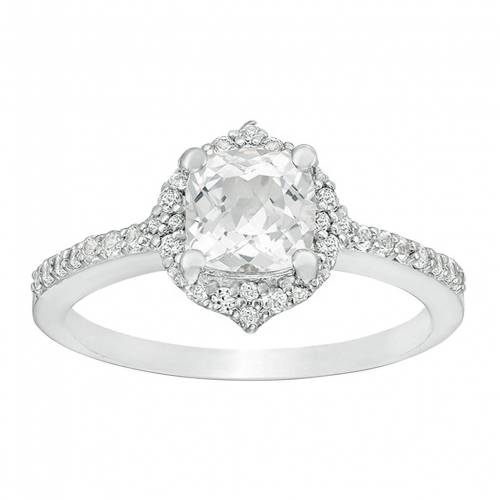 銀色 シルバー 白色 ホワイト 【 GEMMINDED STERLING SILVER LAB-CREATED WHITE SAPPHIRE RING / 】 ジュエリー アクセサリー レディースジュエリー 指輪 リング｜スニケス
