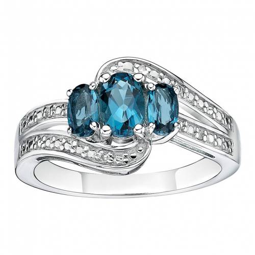 銀色 シルバー 青色 ブルー ダイヤモンド & 【 GEMMINDED STERLING SILVER LONDON BLUE TOPAZ DIAMOND ACCENT RING / 】 ジュエリー アクセサリー レディースジュエリー 指輪 リング｜スニケス 43,620円