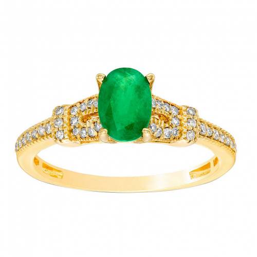 ゴールド ダイヤモンド T.W. & 【 GEMMINDED 10K GOLD 1/6 CARAT DIAMOND EMERALD RING / 10K GOLD 】 ジュエリー アクセサリー レディースジュエリー 指輪 リング
