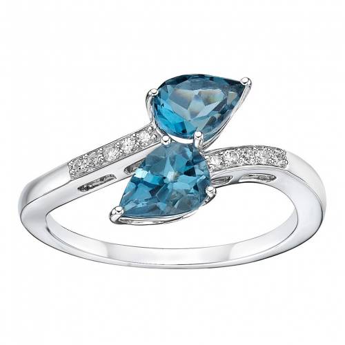 白色 ホワイト ゴールド 青色 ブルー ダイヤモンド & 【 GEMMINDED 10K WHITE GOLD LONDON BLUE TOPAZ DIAMOND ACCENT RING / 10K WHGOLD 】 ジュエリー アクセサリー レディースジュエリー 指輪 リング｜スニケス 136,000円