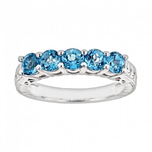 銀色 シルバー 青色 ブルー 【 CELEBRATION GEMS STERLING SILVER SWISS BLUE TOPAZ FIVE-STONE RING / MULTI NONE 】 ジュエリー アクセサリー レディースジュエリー 指輪 リング|スニケス