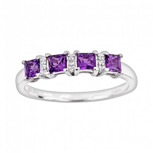 銀色 シルバー ダイヤモンド 【 CELEBRATION GEMS STERLING SILVER AMETHYST AND DIAMOND ACCENT RING / MULTI NONE 】 ジュエリー アクセサリー レディースジュエリー 指輪 リング｜スニケス 43,620円