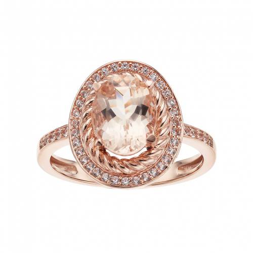 ローズ ゴールド ダイヤモンド & T.W. 【 10K ROSE GOLD MORGANITE 1/5 CARAT DIAMOND OVAL HALO RING / 10K ROSE 】 ジュエリー アクセサリー レディースジュエリー 指輪 リング