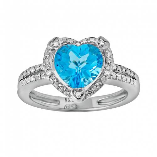 銀色 シルバー 青色 ブルー ダイヤモンド 【 GEMMINDED STERLING SILVER BLUE TOPAZ AND DIAMOND ACCENT HEART FRAME RING / BLUE TOPAZ 】 ジュエリー アクセサリー レディースジュエリー 指輪 リング