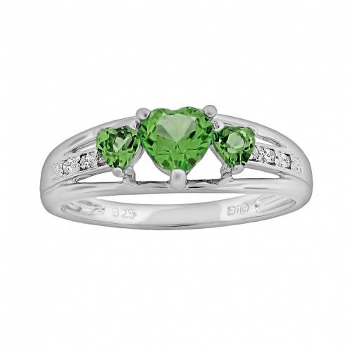 銀色 シルバー ダイヤモンド 【 GEMMINDED STERLING SILVER PERIDOT AND DIAMOND ACCENT HEART 3-STONE RING / 】 ジュエリー アクセサリー レディースジュエリー 指輪 リング