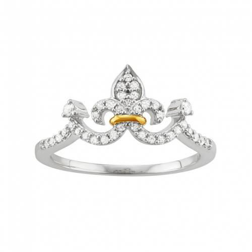 銀色 シルバー ダイヤモンド T.W. 【 HDI TWO TONE STERLING SILVER 1/5 CARAT DIAMOND CROWN RING / 】 ジュエリー アクセサリー レディースジュエリー 指輪 リング