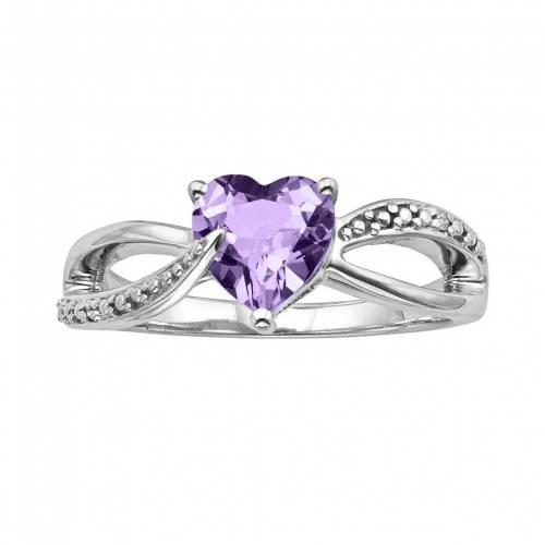 銀色 シルバー ダイヤモンド 紫 パープル 【 UNBRANDED STERLING SILVER AMETHYST AND DIAMOND ACCENT HEART BYPASS RING / PURPLE 】 ジュエリー アクセサリー レディースジュエリー 指輪 リング