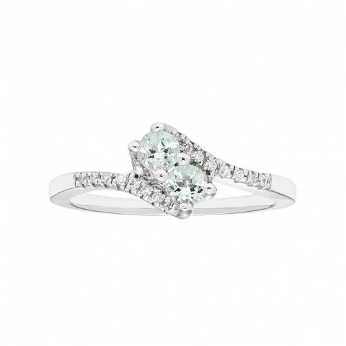 銀色 シルバー アクアマリン ダイヤモンド 青色 ブルー & 【 UNBRANDED STERLING SILVER AQUAMARINE TWO STONE DIAMOND ACCENT BYPASS RING / BLUE 】 ジュエリー アクセサリー レディースジュエリー 指輪 リング