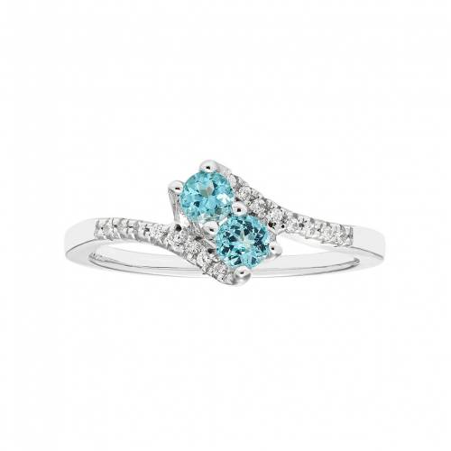 銀色 シルバー 青色 ブルー ダイヤモンド & 【 UNBRANDED STERLING SILVER BLUE TOPAZ TWO STONE DIAMOND ACCENT BYPASS RING / 】 ジュエリー アクセサリー レディースジュエリー 指輪 リング