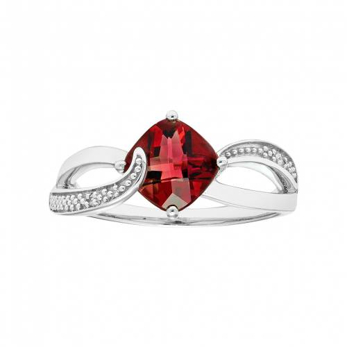 銀色 シルバー ダイヤモンド 赤 レッド & 【 UNBRANDED STERLING SILVER GARNET DIAMOND ACCENT CUSHION BYPASS RING / RED 】 ジュエリー アクセサリー レディースジュエリー 指輪 リング