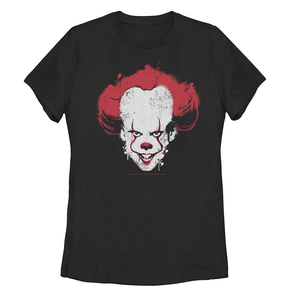 【★百貨店SALE★6/11夜夜中2時迄】文字記号 プルオーバー 黒いこと 黒いこと 【 LICENSED CHARACTER IT CHAPTER 2 PENNYWISE PAINT SPLATTER HEAD SHOT TEE / BLACK 】 キッズ もの言う花 マタニティ トップス カットソー