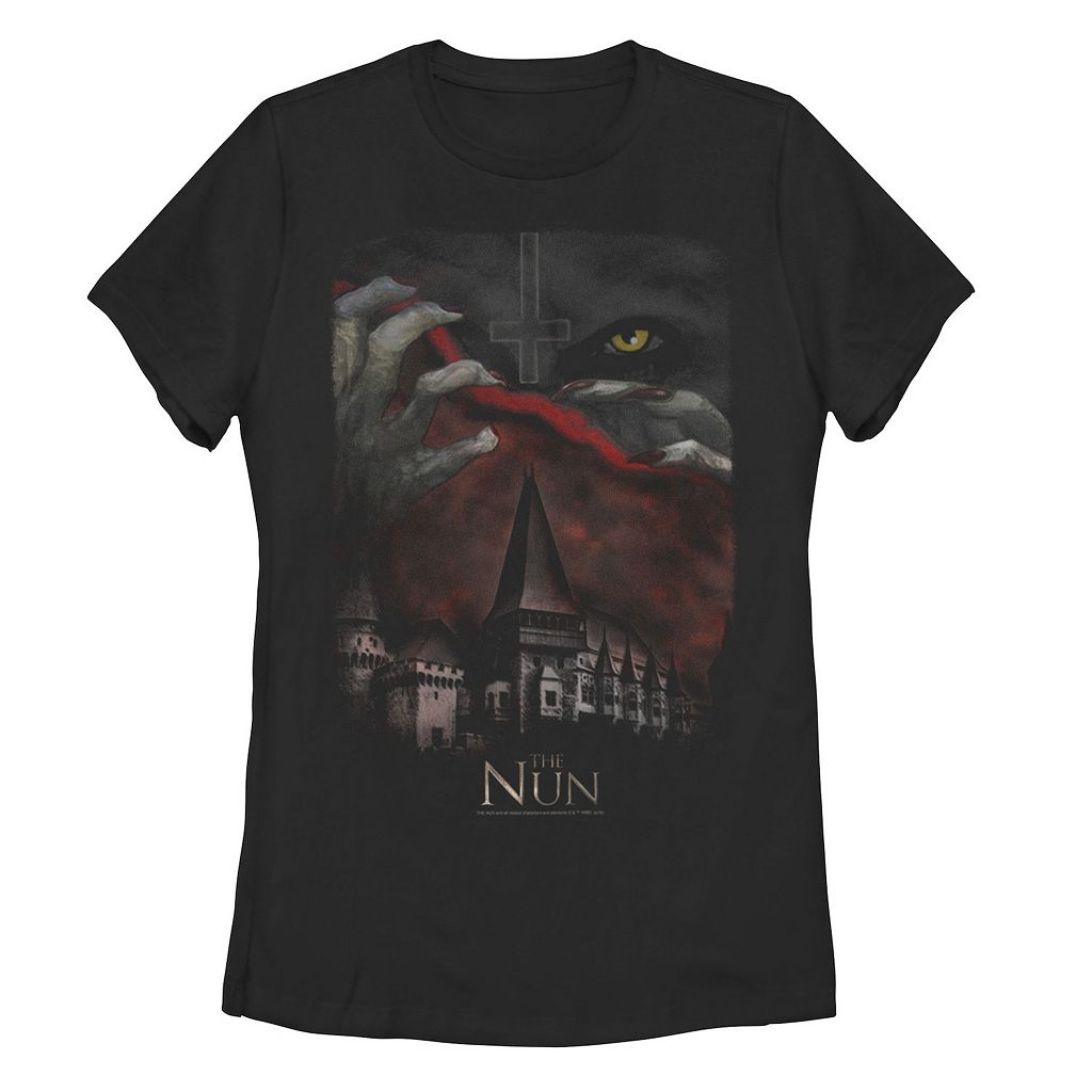 【★百貨店SALE★6/11夜夜中2時迄】文字記号 プルオーバー 黒いこと 黒いこと 【 LICENSED CHARACTER THE NUN HAUNTED HOUSE COLLAGE POSTER TEE / BLACK 】 キッズ もの言う花 マタニティ トップス カットソー