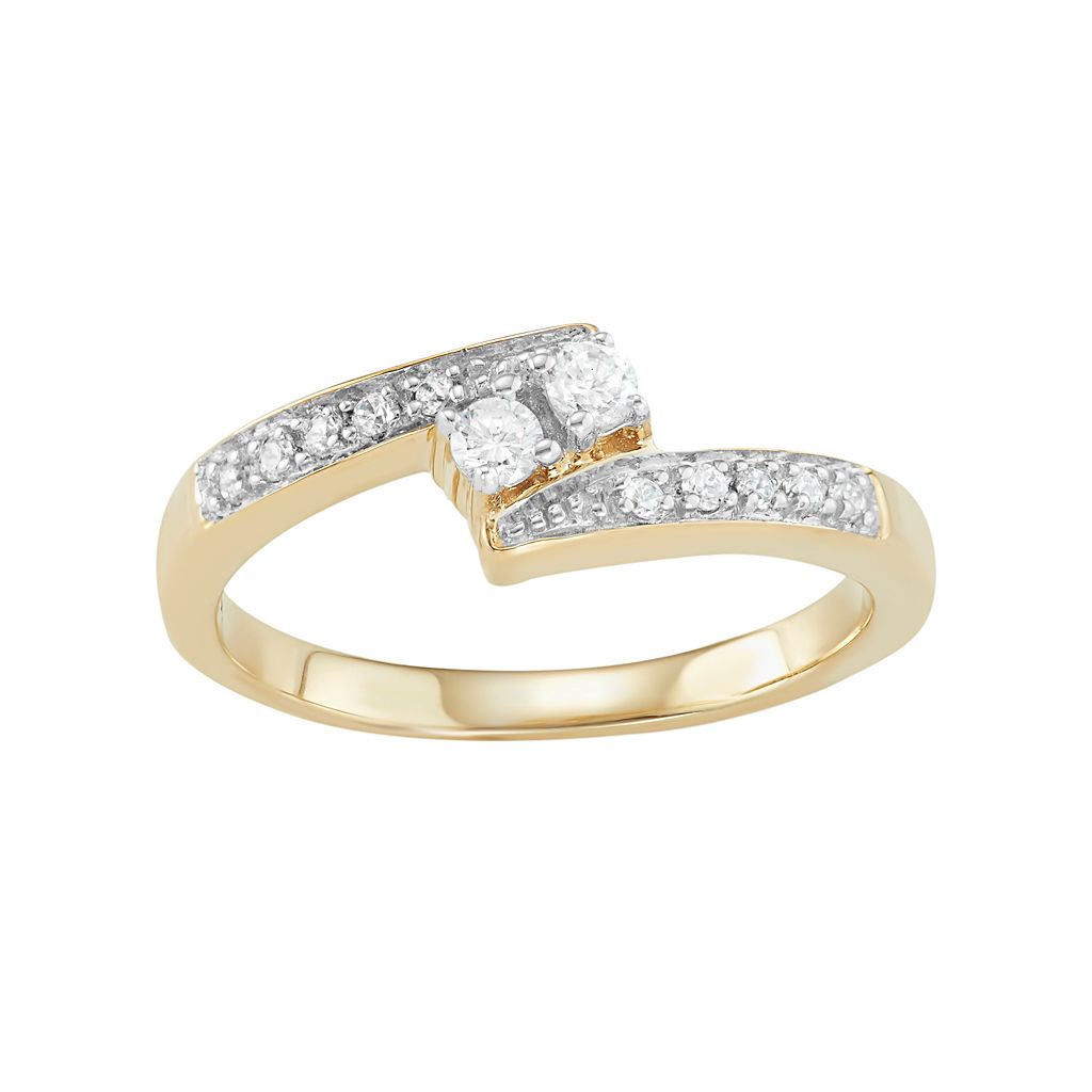 ゴールド ダイヤモンド 白色 ホワイト T.W. 【 JEWELEXCESS 10K GOLD 1/4 CARAT DIAMOND 2-STONE RING / WHITE 】 ジュエリー アクセサリー レディースジュエリー 指輪 リング