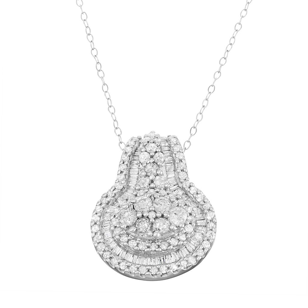 白色 ホワイト ゴールド ダイヤモンド ネックレス T.W. 【 JEWELEXCESS 10K WHITE GOLD 1 CARAT DIAMOND HALO PENDANT NECKLACE / 】 ジュエリー アクセサリー レディースジュエリー ペンダント|スニケス