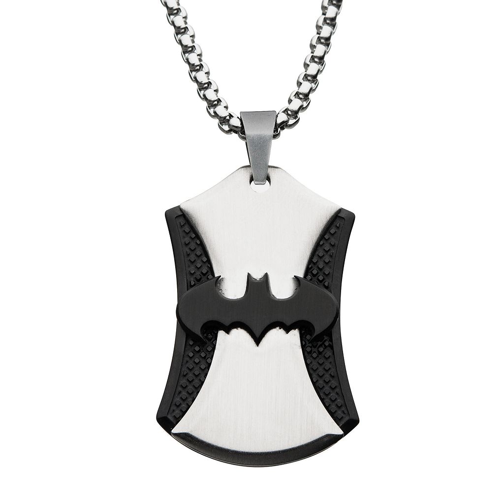 キャラクター ディーシー コミックス ステンレス 銀色 スチール タグ ネックレス 【 LICENSED CHARACTER DC COMICS BATMAN TWO TONE STAINLESS STEEL DOG TAG NECKLACE / 】 ジュエリー アクセサリー メンズジュエリ